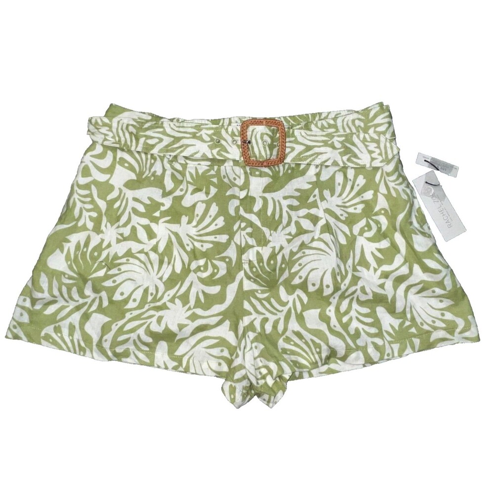 NWT RACHEL ZOE 100% linen Patterned Floral Shorts with Belt size XL